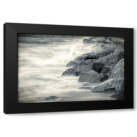 Boulders in Surf Black Modern Wood Framed Art Print with Double Matting by Miller, Anna