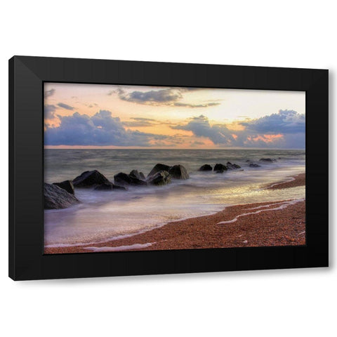 Atlantic Ocean Beach at Sunrise Black Modern Wood Framed Art Print by Miller, Anna