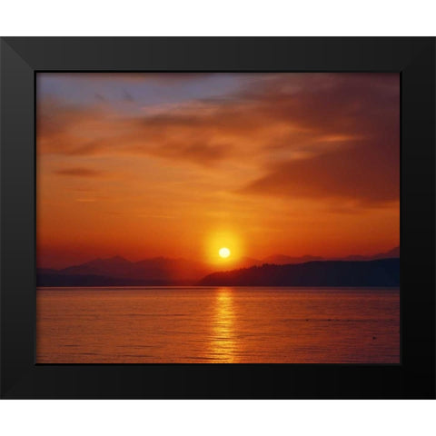 Sunset over the Olympic Mountains, WA, USA Black Modern Wood Framed Art Print by Terrill, Steve