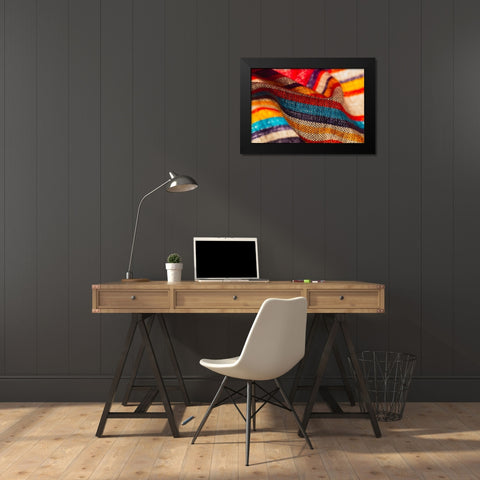 Colorful fabric detail Black Modern Wood Framed Art Print by Muench, Zandria