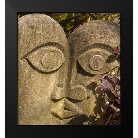Fiji, Viti Levu Stone carved sculpture kissing Black Modern Wood Framed Art Print by Kaveney, Wendy