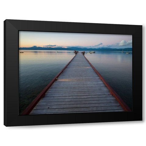 Fiji-Vanua Levu Long wooden pier Black Modern Wood Framed Art Print with Double Matting by Merrill Images