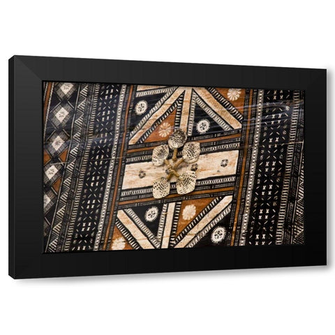 Polynesia, Kingdom of Tonga Detail of tapa cloth Black Modern Wood Framed Art Print by Kaveney, Wendy
