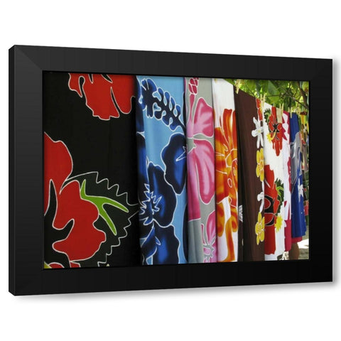 French Polynesia Colorful tropical print fabrics Black Modern Wood Framed Art Print with Double Matting by Kaveney, Wendy