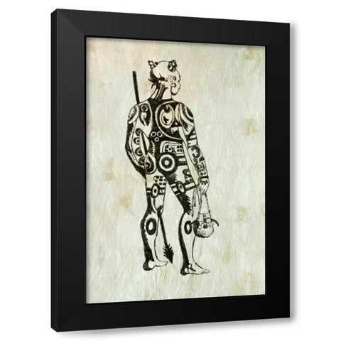 French Polynesia, Society Isl Painted tapa cloth Black Modern Wood Framed Art Print by Kaveney, Wendy