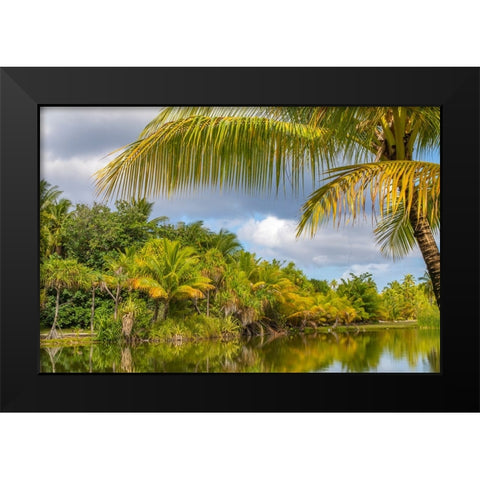 French Polynesia- Tahaa. Tropical lagoon and jungle. Black Modern Wood Framed Art Print by Jaynes Gallery