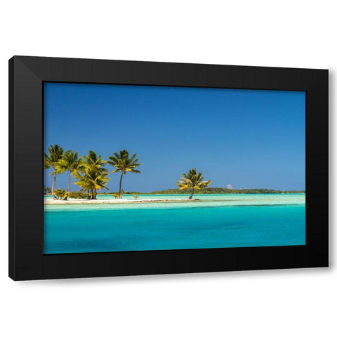 French Polynesia- Bora Bora. Motu Tane private island in lagoon. Black Modern Wood Framed Art Print by Jaynes Gallery