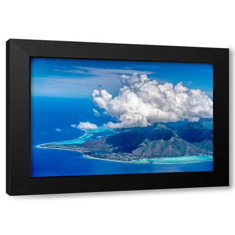 French Polynesia- Moorea. Aerial view of island. Black Modern Wood Framed Art Print with Double Matting by Jaynes Gallery