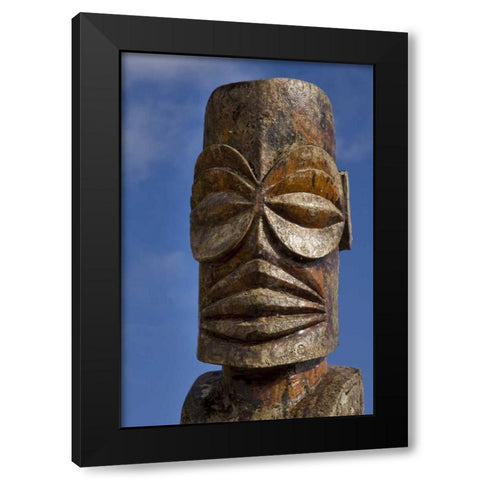 French Polynesia, Cook Islands, Avarua Tiki face Black Modern Wood Framed Art Print with Double Matting by Kaveney, Wendy