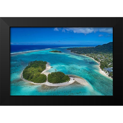 Koromiri Island-Muri Lagoon-Rarotonga-Cook Islands-South Pacific Black Modern Wood Framed Art Print by Wall, David