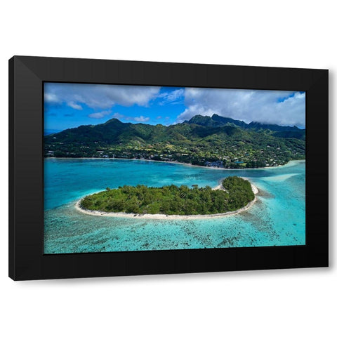 Koromiri Island-Muri Lagoon-Rarotonga-Cook Islands-South Pacific Black Modern Wood Framed Art Print with Double Matting by Wall, David