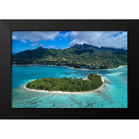 Koromiri Island-Muri Lagoon-Rarotonga-Cook Islands-South Pacific Black Modern Wood Framed Art Print by Wall, David