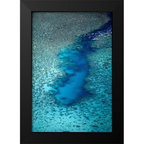 Channel in the reef-Vaimaanga Tapere-Rarotonga-Cook Islands-South Pacific Black Modern Wood Framed Art Print by Wall, David