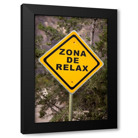 Argentina, Mendoza, Potrerillos Spa road sign Black Modern Wood Framed Art Print by Kaveney, Wendy