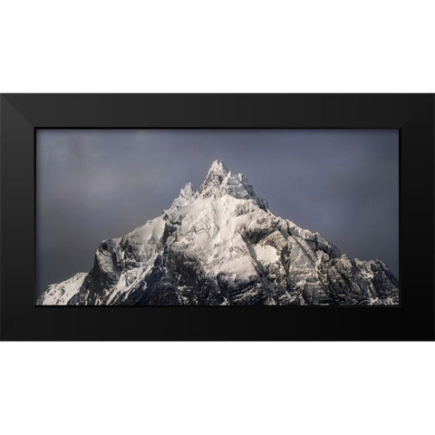 South America-Argentina-Tierra del Fuego Snowy peak of Mt Olivia  Black Modern Wood Framed Art Print by Jaynes Gallery