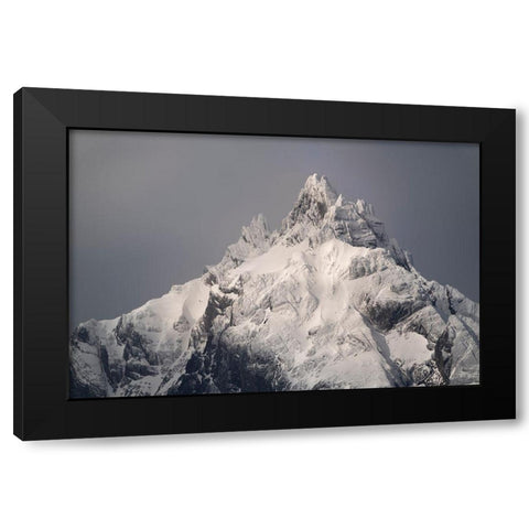 South America-Argentina-Tierra del Fuego Snowy peak of Mt Olivia  Black Modern Wood Framed Art Print by Jaynes Gallery