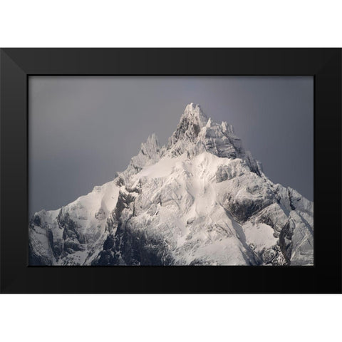 South America-Argentina-Tierra del Fuego Snowy peak of Mt Olivia  Black Modern Wood Framed Art Print by Jaynes Gallery