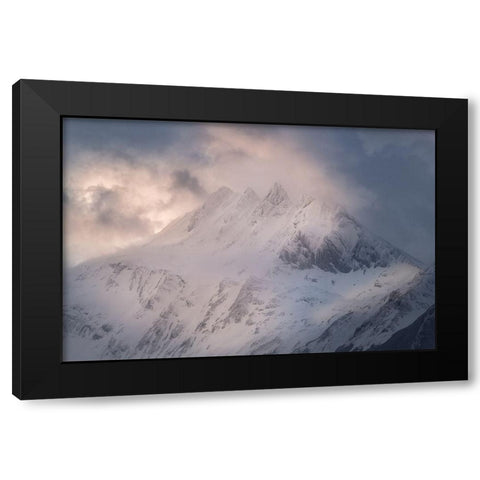 South America-Argentina-Tierra del Fuego Snowy peak of Mt Olivia  Black Modern Wood Framed Art Print with Double Matting by Jaynes Gallery