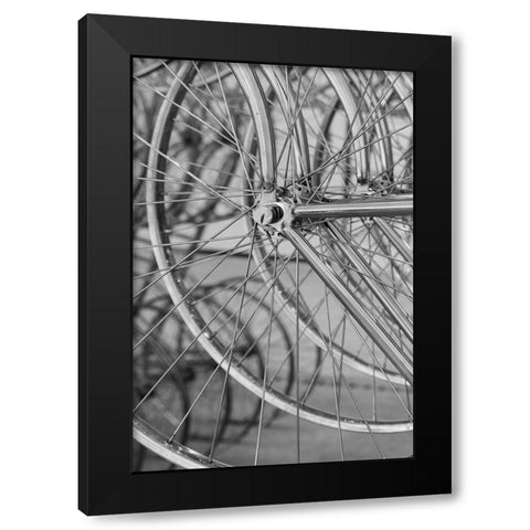 Metal bicycle wheels Black Modern Wood Framed Art Print with Double Matting by Hopkins, Cindy Miller