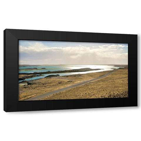 Argentina-Santa Cruz Puerto Deseado-Deseado River estuary in low tide Black Modern Wood Framed Art Print with Double Matting by Molinari, Michele