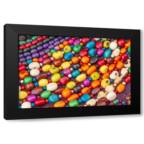 Argentina- Buenos Aires. Colorful beads. Black Modern Wood Framed Art Print with Double Matting by Haseltine, Tom
