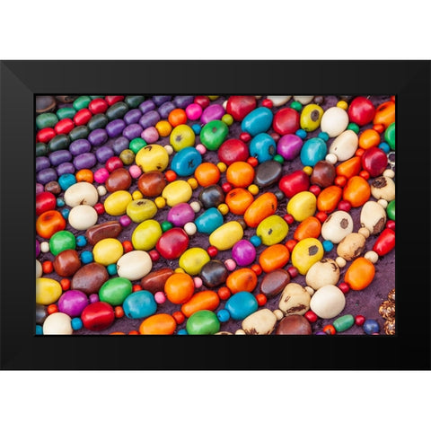 Argentina- Buenos Aires. Colorful beads. Black Modern Wood Framed Art Print by Haseltine, Tom