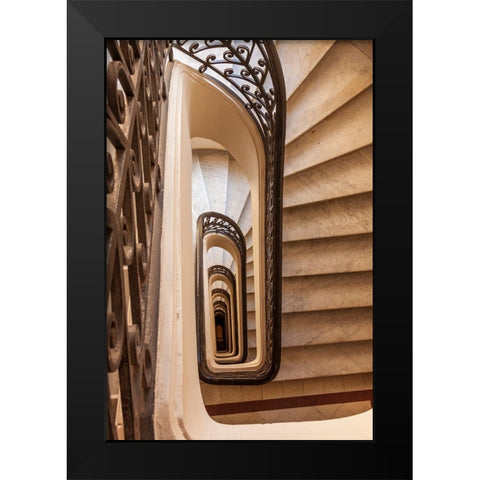 Argentina- Buenos Aires. Spiral staircase. Black Modern Wood Framed Art Print by Haseltine, Tom