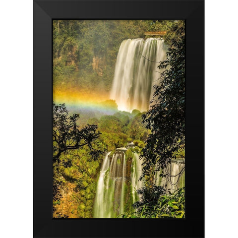 Brazil-Iguazu Falls Landscape of waterfalls  Black Modern Wood Framed Art Print by Jaynes Gallery