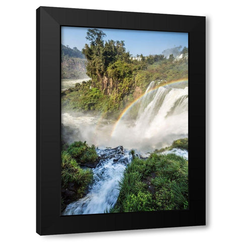 Brazil-Iguazu Falls Landscape of waterfalls  Black Modern Wood Framed Art Print with Double Matting by Jaynes Gallery