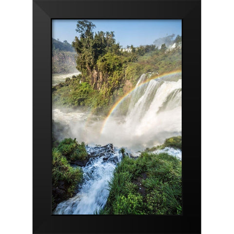 Brazil-Iguazu Falls Landscape of waterfalls  Black Modern Wood Framed Art Print by Jaynes Gallery