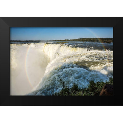 Brazil-Iguazu Falls Landscape of waterfalls  Black Modern Wood Framed Art Print by Jaynes Gallery