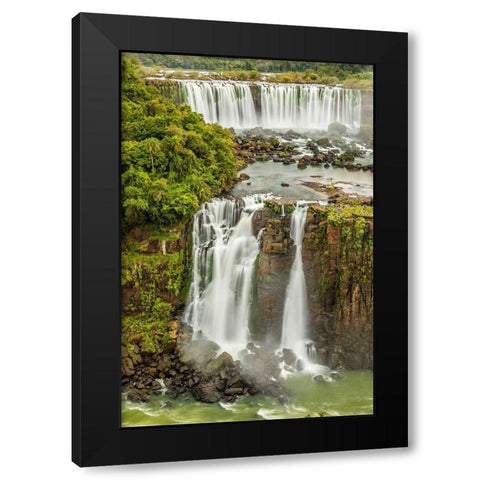 Brazil-Iguazu Falls Landscape of waterfalls  Black Modern Wood Framed Art Print with Double Matting by Jaynes Gallery