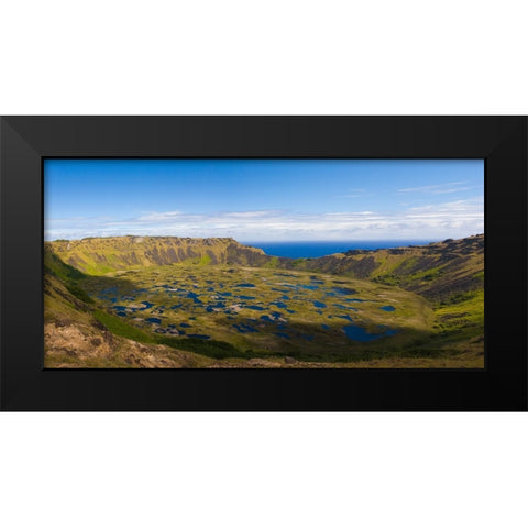Chile- Easter Island. Rano Koa Volcano crater. Black Modern Wood Framed Art Print by Muir, Janet