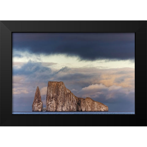 Kicker Rock or Leon Dormido-San Cristobal Island-Galapagos-Ecuador Black Modern Wood Framed Art Print by Jones, Adam