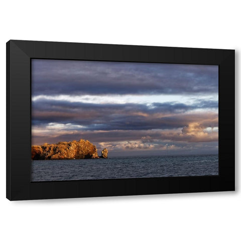 Sunset on rocky outcropping-Espanola Island-Galapagos Islands-Ecuador Black Modern Wood Framed Art Print by Jones, Adam