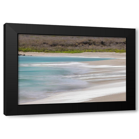 Surf pattern washing up on white sandy beach-Espanola Island-Galapagos Islands-Ecuador Black Modern Wood Framed Art Print with Double Matting by Jones, Adam