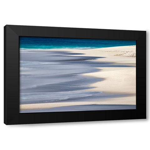 Surf pattern washing up on white sandy beach-Espanola Island-Galapagos Islands-Ecuador Black Modern Wood Framed Art Print with Double Matting by Jones, Adam
