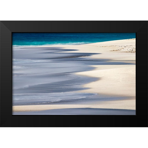 Surf pattern washing up on white sandy beach-Espanola Island-Galapagos Islands-Ecuador Black Modern Wood Framed Art Print by Jones, Adam