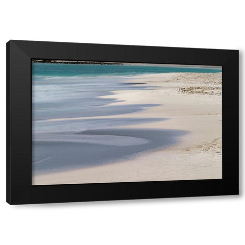 Surf pattern washing up on white sandy beach-Espanola Island-Galapagos Islands-Ecuador Black Modern Wood Framed Art Print with Double Matting by Jones, Adam