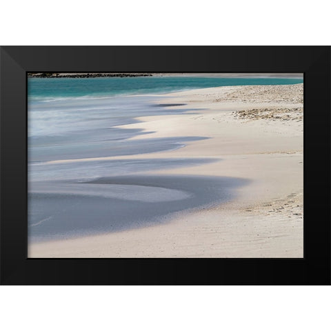 Surf pattern washing up on white sandy beach-Espanola Island-Galapagos Islands-Ecuador Black Modern Wood Framed Art Print by Jones, Adam