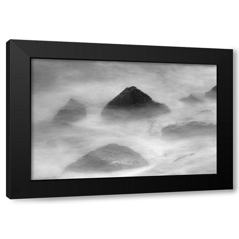 Waves crashing over lava rocks on shoreline of Espanola Island-Galapagos Islands-Ecuador Black Modern Wood Framed Art Print by Jones, Adam