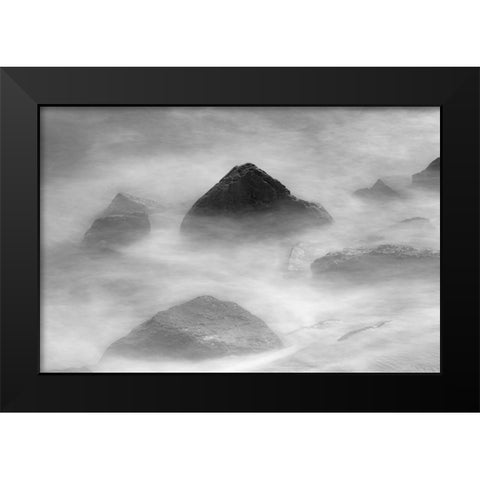 Waves crashing over lava rocks on shoreline of Espanola Island-Galapagos Islands-Ecuador Black Modern Wood Framed Art Print by Jones, Adam