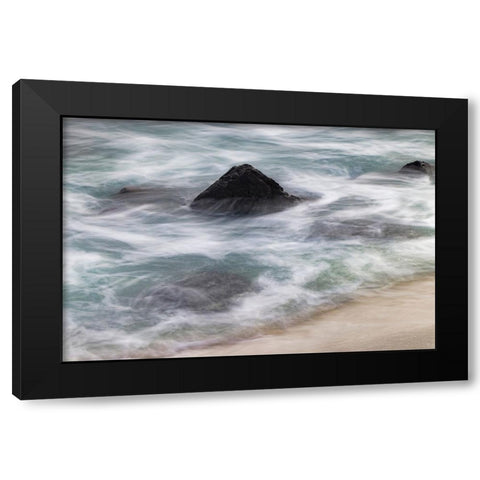 Waves crashing over lava rocks on shoreline of Espanola Island-Galapagos Islands-Ecuador Black Modern Wood Framed Art Print with Double Matting by Jones, Adam