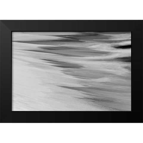 Surf pattern washing up on white sandy beach-Espanola Island-Galapagos Islands-Ecuador Black Modern Wood Framed Art Print by Jones, Adam