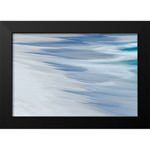 Surf pattern washing up on white sandy beach-Espanola Island-Galapagos Islands-Ecuador Black Modern Wood Framed Art Print by Jones, Adam