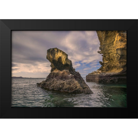Rock formation off Bartholomew Island-Galapagos Islands-Ecuador Black Modern Wood Framed Art Print by Jones, Adam