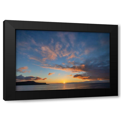Sunset over Pacific Ocean-Santiago Island-Galapagos Islands-Ecuador Black Modern Wood Framed Art Print by Jones, Adam
