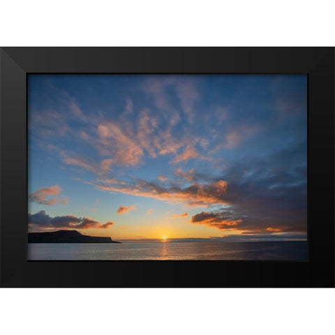 Sunset over Pacific Ocean-Santiago Island-Galapagos Islands-Ecuador Black Modern Wood Framed Art Print by Jones, Adam
