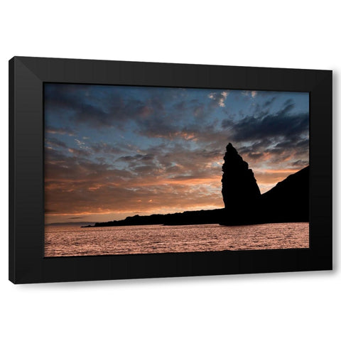Pinnacle Rock at sunset-Bartholomew Island-Galapagos Islands-Ecuador Black Modern Wood Framed Art Print by Jones, Adam