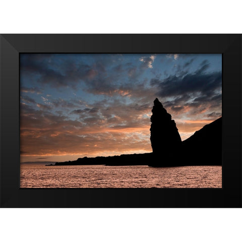 Pinnacle Rock at sunset-Bartholomew Island-Galapagos Islands-Ecuador Black Modern Wood Framed Art Print by Jones, Adam